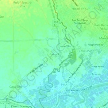 Mapa topográfico Pakiad, altitud, relieve