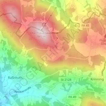 Mapa topográfico Geiersberg, altitud, relieve