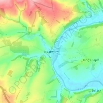 Mapa topográfico Hoarwithy, altitud, relieve