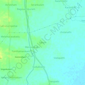 Mapa topográfico Sitheri, altitud, relieve