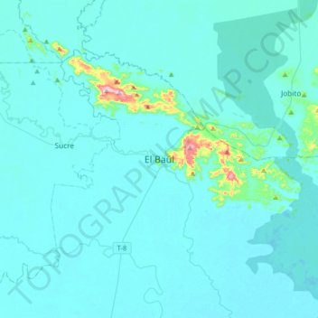 Mapa topográfico El Baúl, altitud, relieve