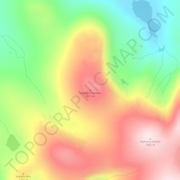 Mapa topográfico Lyftingfonnkollen, altitud, relieve