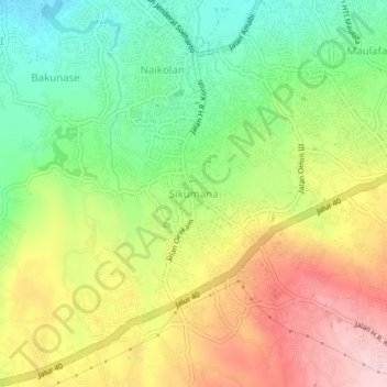 Mapa topográfico Sikumana, altitud, relieve