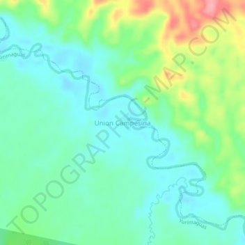 Mapa topográfico Union Campesina, altitud, relieve