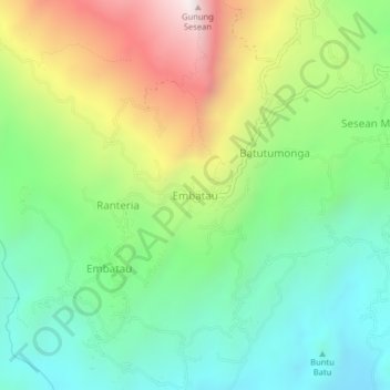 Mapa topográfico Embatau, altitud, relieve