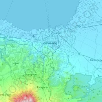 Mapa topográfico Candisari, altitud, relieve