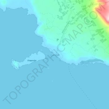 Mapa topográfico Elafonisi Beach, altitud, relieve