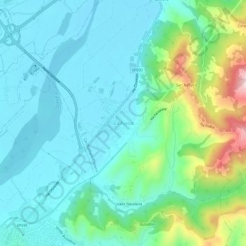 Mapa topográfico La Piana, altitud, relieve