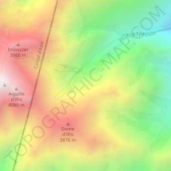 Mapa topográfico Atlas Mountains, altitud, relieve