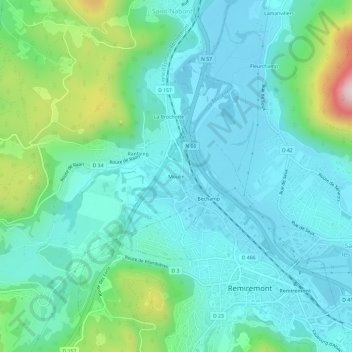 Mapa topográfico Moulin, altitud, relieve