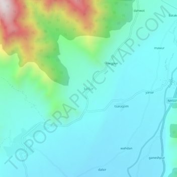 Mapa topográfico kolur, altitud, relieve