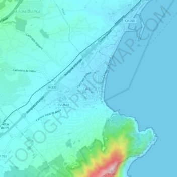 Mapa topográfico l'Albir, altitud, relieve