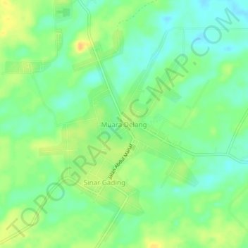Mapa topográfico Muara Delang, altitud, relieve