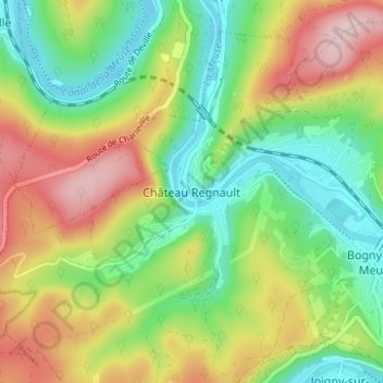 Mapa topográfico Château Regnault, altitud, relieve