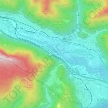 Mapa topográfico Podkočna, altitud, relieve