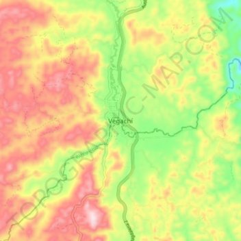 Mapa topográfico Vegachí, altitud, relieve