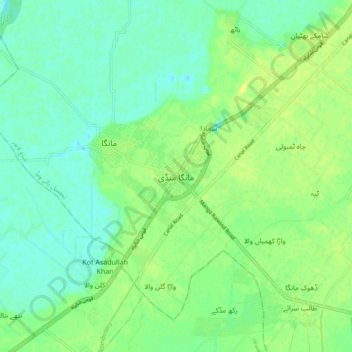 Mapa topográfico Manga Mandi, altitud, relieve