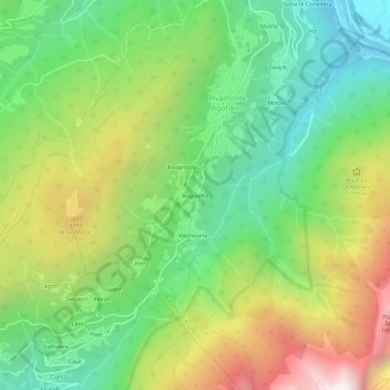 Mapa topográfico Angoletta, altitud, relieve