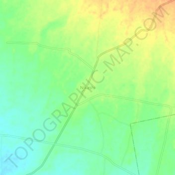 Mapa topográfico Nikashi, altitud, relieve