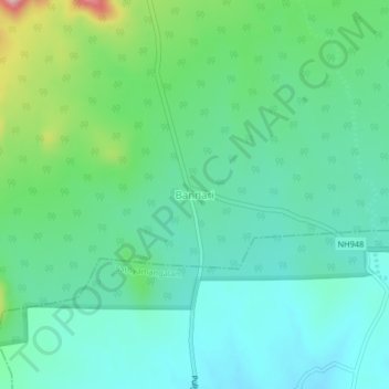 Mapa topográfico Bannari, altitud, relieve