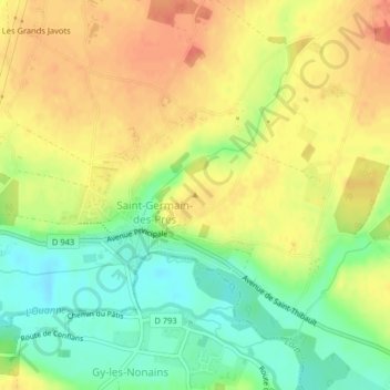 Mapa topográfico Montantaume, altitud, relieve