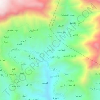 Mapa topográfico Al Hijr, altitud, relieve