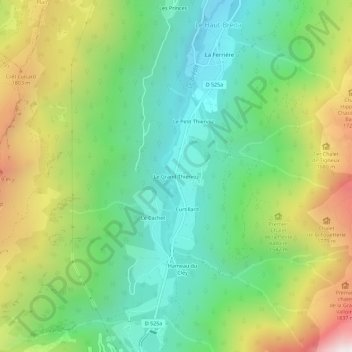 Mapa topográfico Le Grand Thiervoz, altitud, relieve