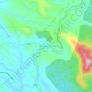 Mapa topográfico Madathara, altitud, relieve