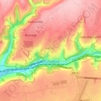 Mapa topográfico Chalford Hill, altitud, relieve
