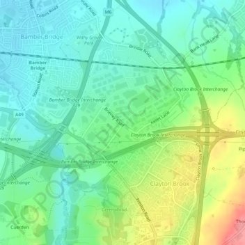 Mapa topográfico Walton Summit, altitud, relieve
