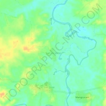 Mapa topográfico San Vicente, altitud, relieve