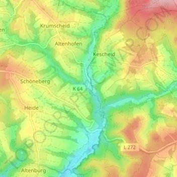 Mapa topográfico Kapaunsmühle, altitud, relieve