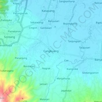 Mapa topográfico Cangkuang, altitud, relieve
