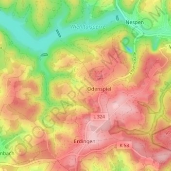 Mapa topográfico Meiswinkel, altitud, relieve