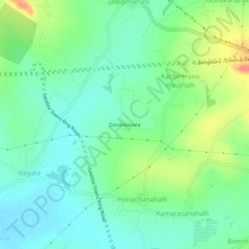 Mapa topográfico Govindapura, altitud, relieve