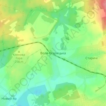 Mapa topográfico Volia-Starytska, altitud, relieve