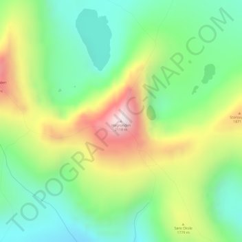 Mapa topográfico Høgronden, altitud, relieve