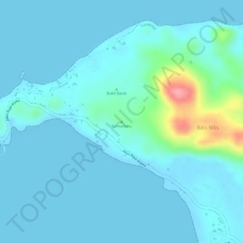 Mapa topográfico Sumurbatu, altitud, relieve