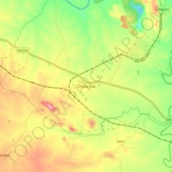 Mapa topográfico Chitarpur, altitud, relieve