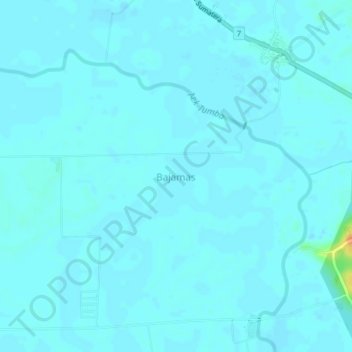 Mapa topográfico Bajamas, altitud, relieve