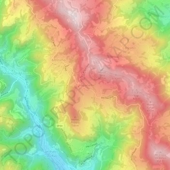 Mapa topográfico Campanella, altitud, relieve