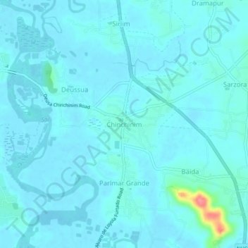 Mapa topográfico Chinchinim, altitud, relieve