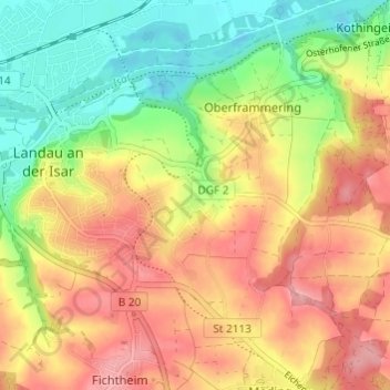 Mapa topográfico Thalham, altitud, relieve