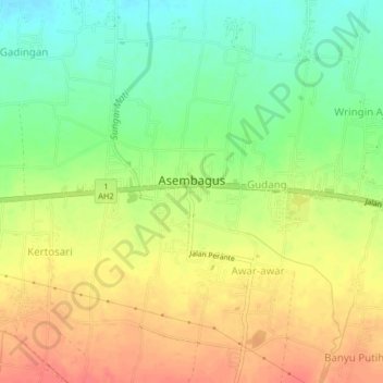 Mapa topográfico Trigonco, altitud, relieve