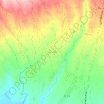 Mapa topográfico Penatahan, altitud, relieve