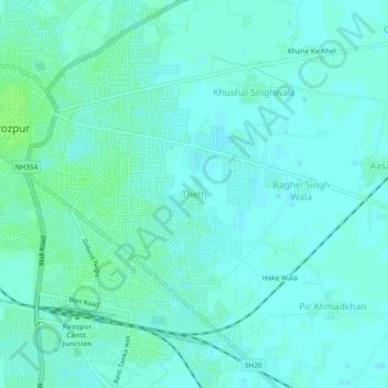 Mapa topográfico Theth, altitud, relieve