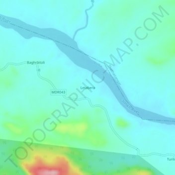 Mapa topográfico Letabera, altitud, relieve