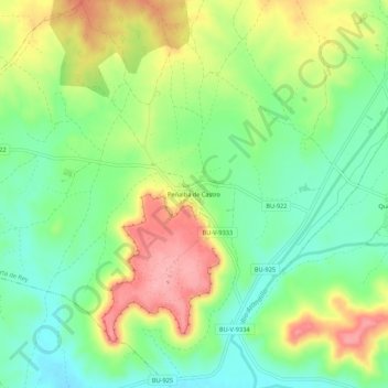 Mapa topográfico Peñalba de Castro, altitud, relieve