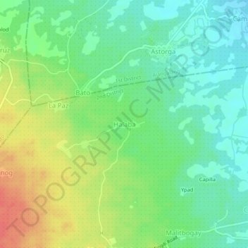 Mapa topográfico Halaba, altitud, relieve