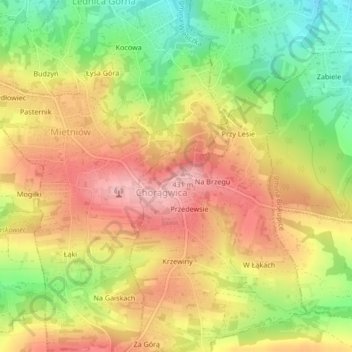 Mapa topográfico 966, altitud, relieve